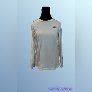 Adidas Men's White and Black Long Sleeve Tee